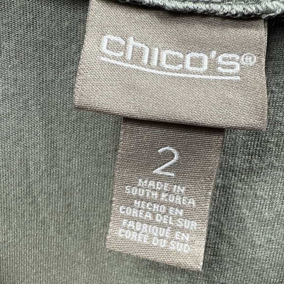 Chicos Women's Tunic Top Size Large Solid Moss Green 3/4 Sleeve Soft Stretch - Picture 3 of 8